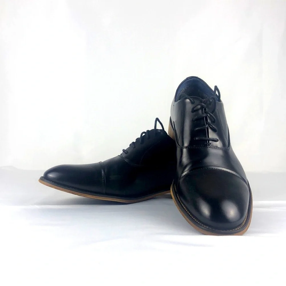Classic Black Cap-Toe Derby Shoes for Men